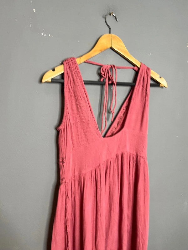 ASOS Pink Sleeveless Button Front Mini Dress Lace Trim Summer Holiday UK 10 M