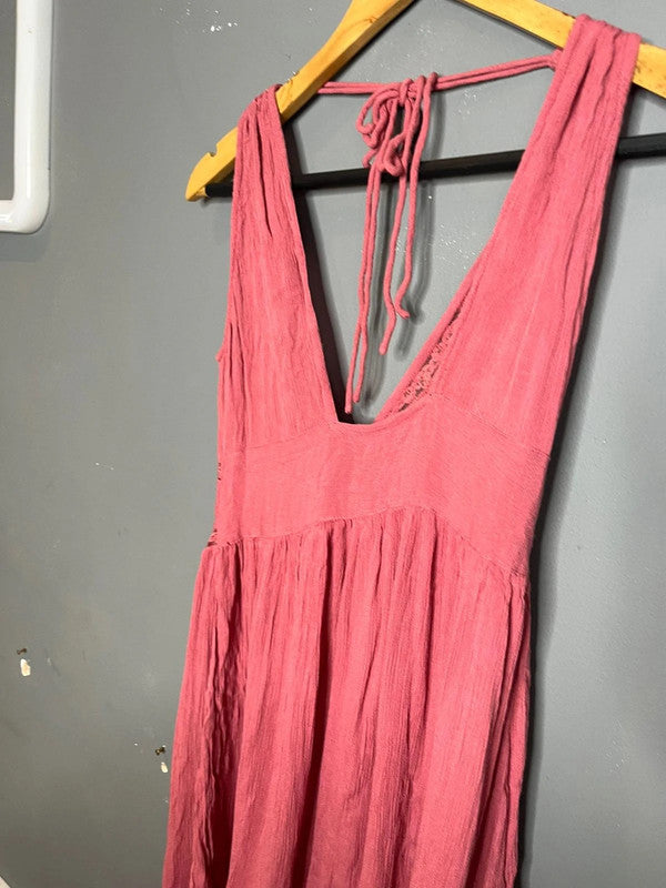 ASOS Pink Sleeveless Button Front Mini Dress Lace Trim Summer Holiday UK 10 M