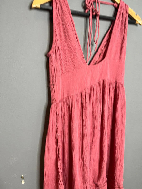 ASOS Pink Sleeveless Button Front Mini Dress Lace Trim Summer Holiday UK 10 M