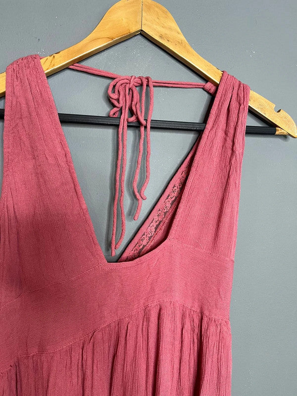 ASOS Pink Sleeveless Button Front Mini Dress Lace Trim Summer Holiday UK 10 M