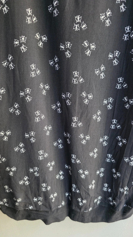 & Other Stories Black White Butterfly Print Shift Dress UK 6 XS Lace Trim Summer