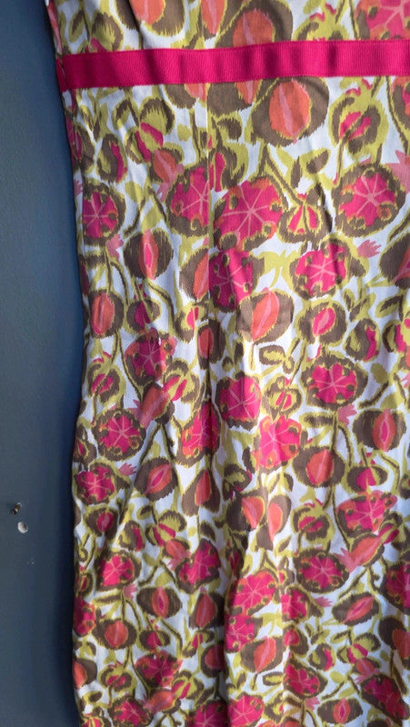 Boden Pink Yellow Floral Cotton Blend Shift Dress UK 10 S Summer Garden