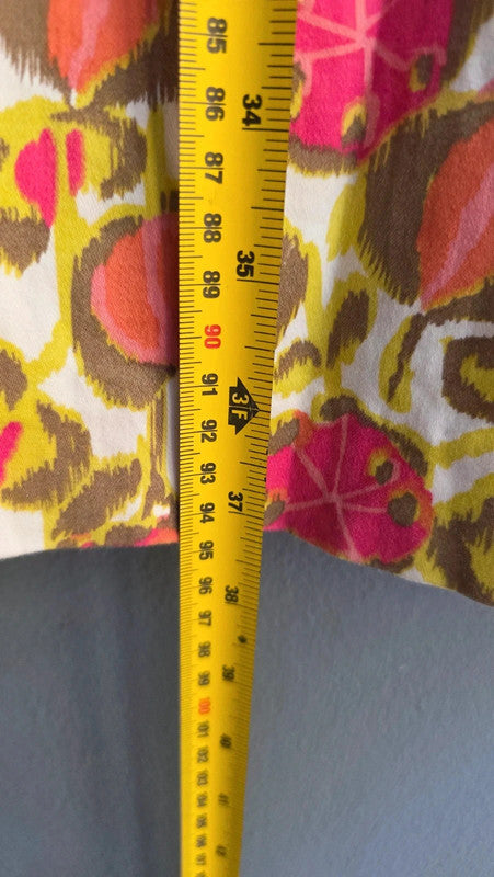 Boden Pink Yellow Floral Cotton Blend Shift Dress UK 10 S Summer Garden