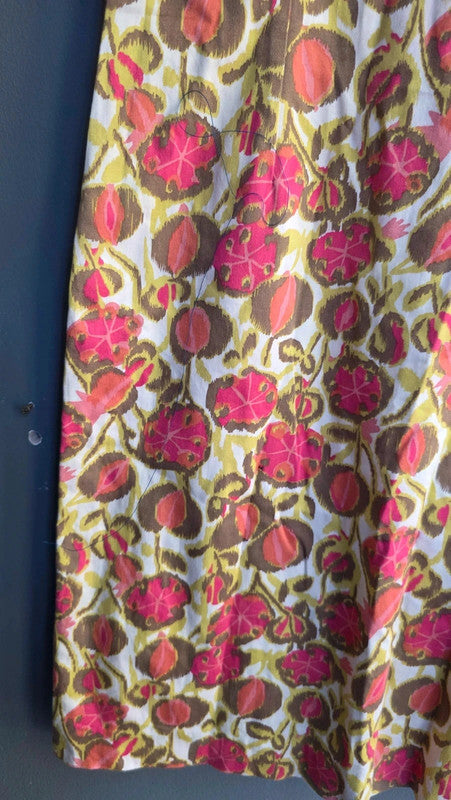 Boden Pink Yellow Floral Cotton Blend Shift Dress UK 10 S Summer Garden