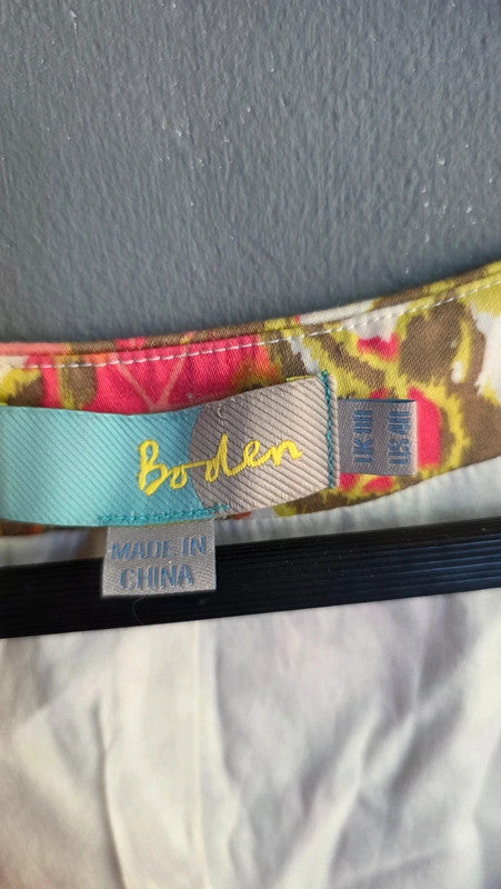Boden Pink Yellow Floral Cotton Blend Shift Dress UK 10 S Summer Garden