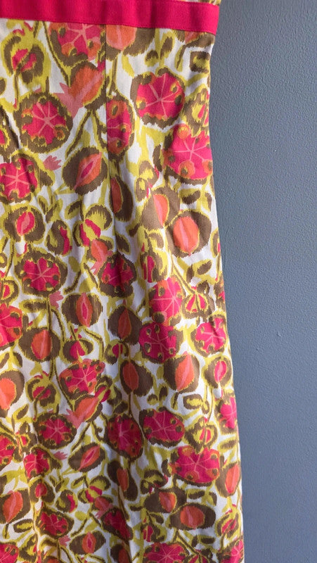 Boden Pink Yellow Floral Cotton Blend Shift Dress UK 10 S Summer Garden