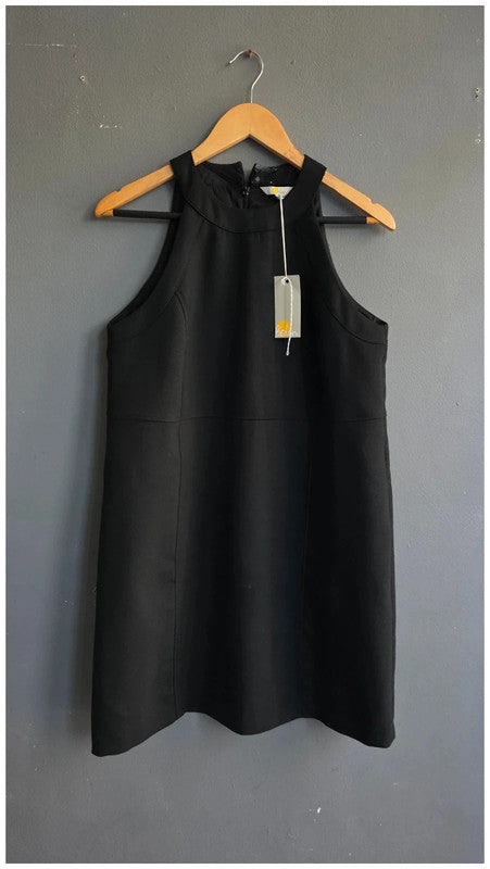 Boden Black Mini Shift Dress Wool Blend Fitted UK 8R Sleeveless New Tags BNWT