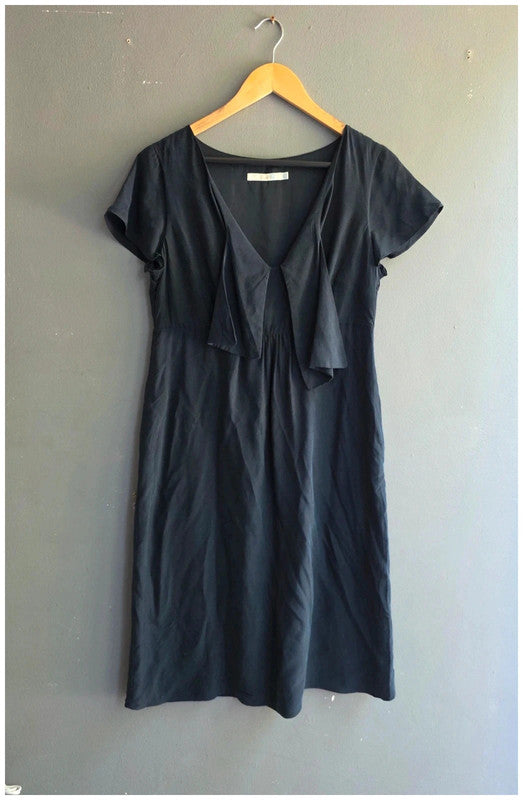 Boden Ladies Navy Silk Blend Lined Dress UK 12L Short Sleeve Lightweight Flowy