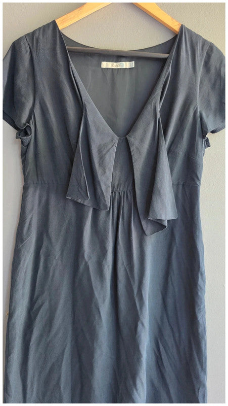 Boden Ladies Navy Silk Blend Lined Dress UK 12L Short Sleeve Lightweight Flowy