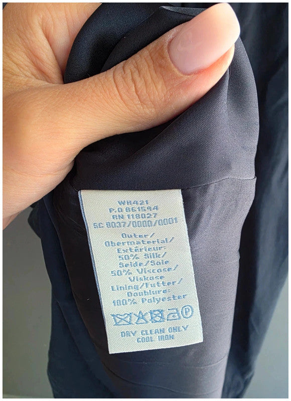 Boden Ladies Navy Silk Blend Lined Dress UK 12L Short Sleeve Lightweight Flowy