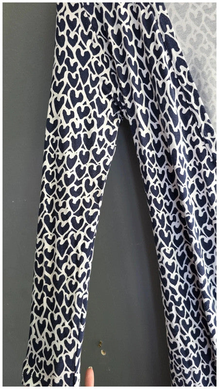 Boden Navy White Heart Print Midi Wrap Dress UK 8 LongSleeve Jersey Soft Stretch