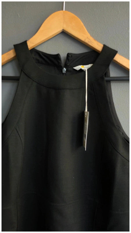 Boden Black Mini Shift Dress Wool Blend Fitted UK 10R Sleeveless New Tags BNWT