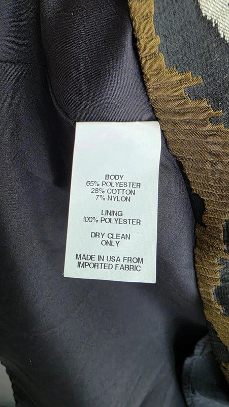 Anthropologie Hunter Dixon Bell Adete Structured Pattern Khaki Dress UK 10 M