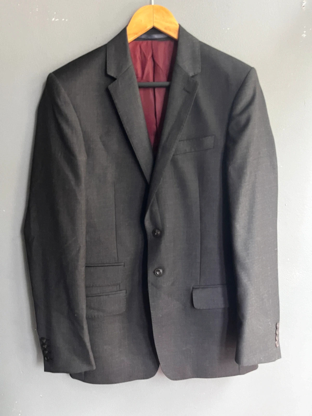 M&S Collection Men Luxury Slim Fit Pure New Wool Blazer Jacket Grey Size 36