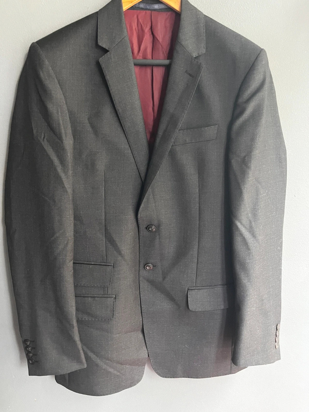 M&S Collection Men Luxury Slim Fit Pure New Wool Blazer Jacket Grey Size 36