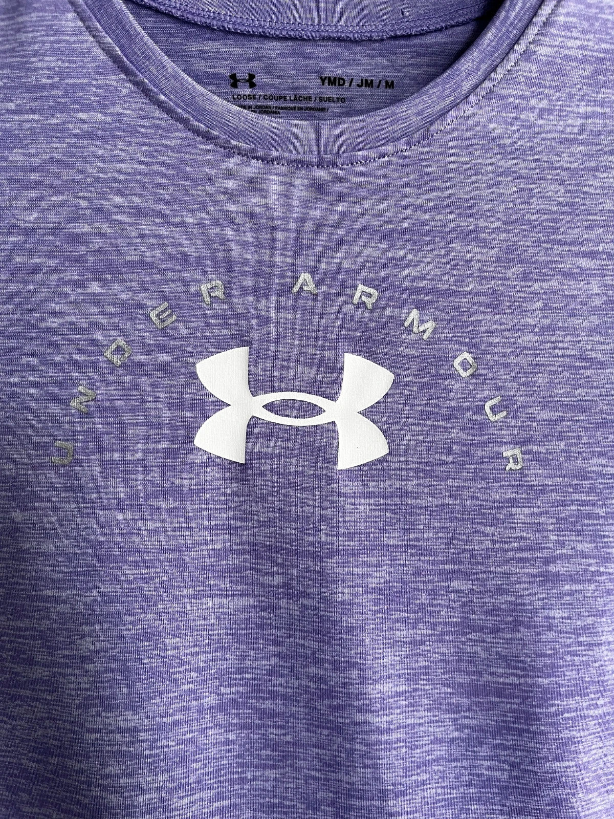 Under Armour Purple Logo Short Sleeve Sports T-Shirt YMD (Age 10–12) Girls Teens