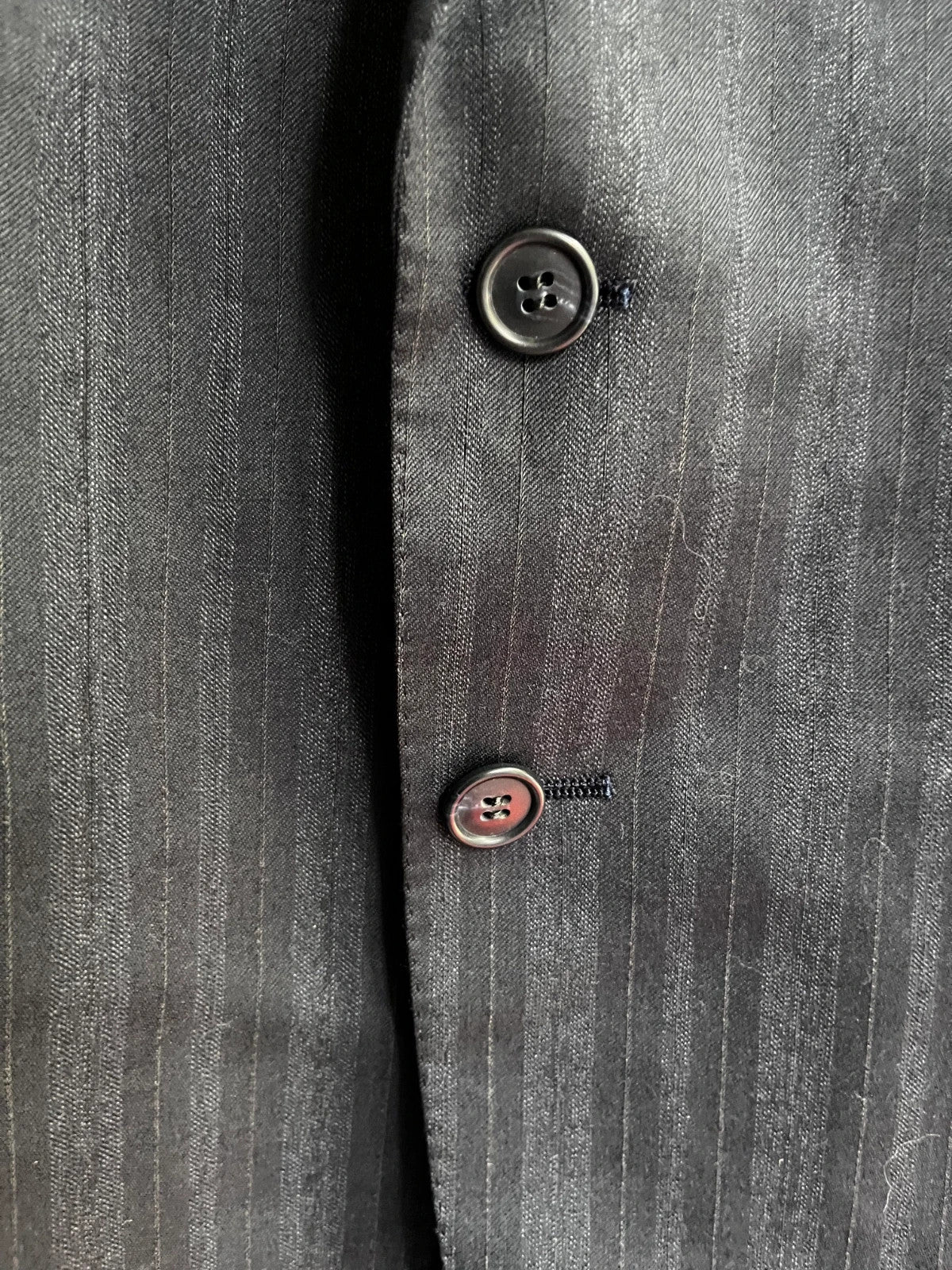 Vintage Valentino Uomo Black Pinstripe Wool Blend Two Button Blazer Jacket 40R
