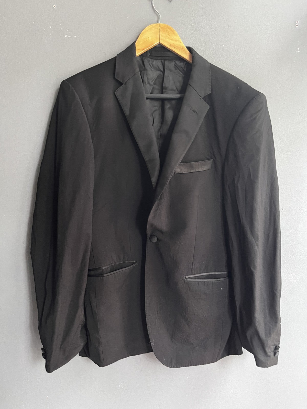 M&amp;S Autograph Black Pure New Wool Tailored Fit Blazer Jacket 40R Mens Smart Work