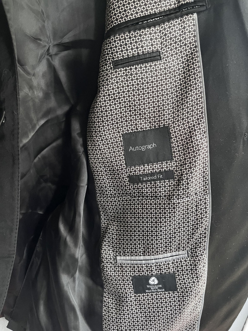 M&amp;S Autograph Black Pure New Wool Tailored Fit Blazer Jacket 40R Mens Smart Work