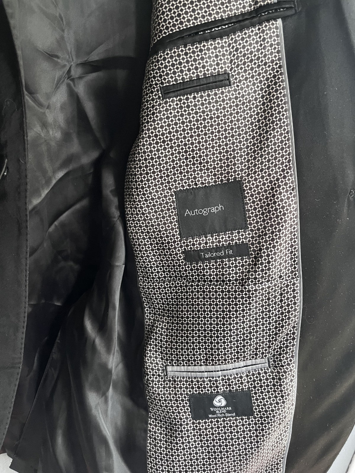 M&amp;S Autograph Black Pure New Wool Tailored Fit Blazer Jacket 40R Mens Smart Work